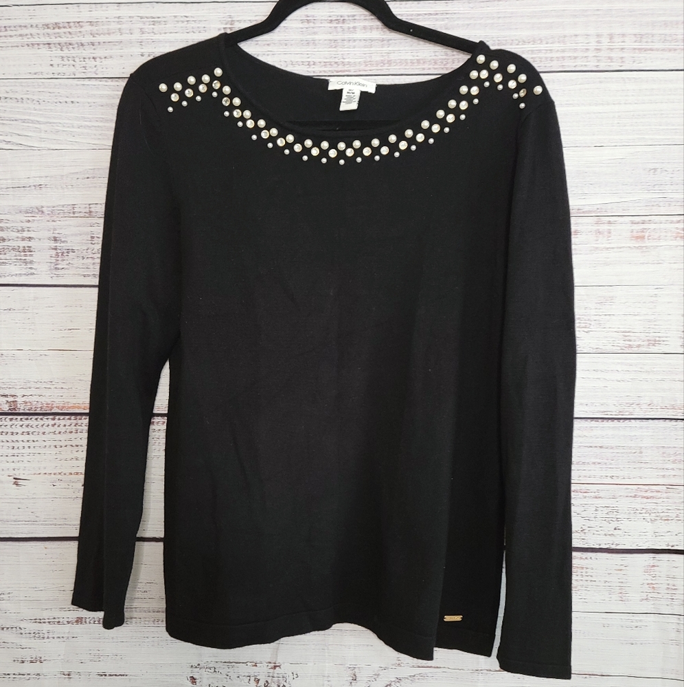 Calvin klein M Pear Studded Black Sweater
